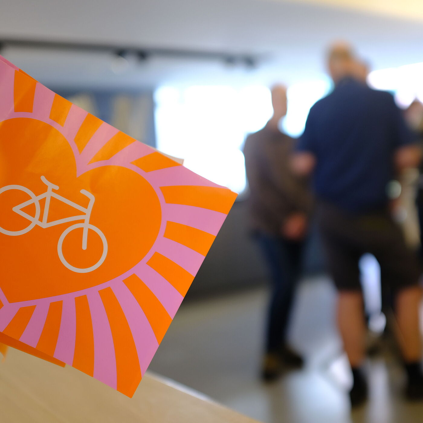 kleine Fahne mit Fahrrad.