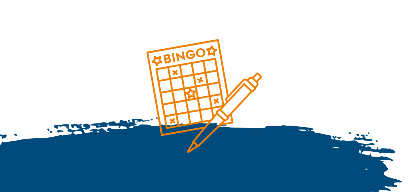 Bingo Karte vor blauem Hintergrund Bingo Karte vor blauem Hintergrund