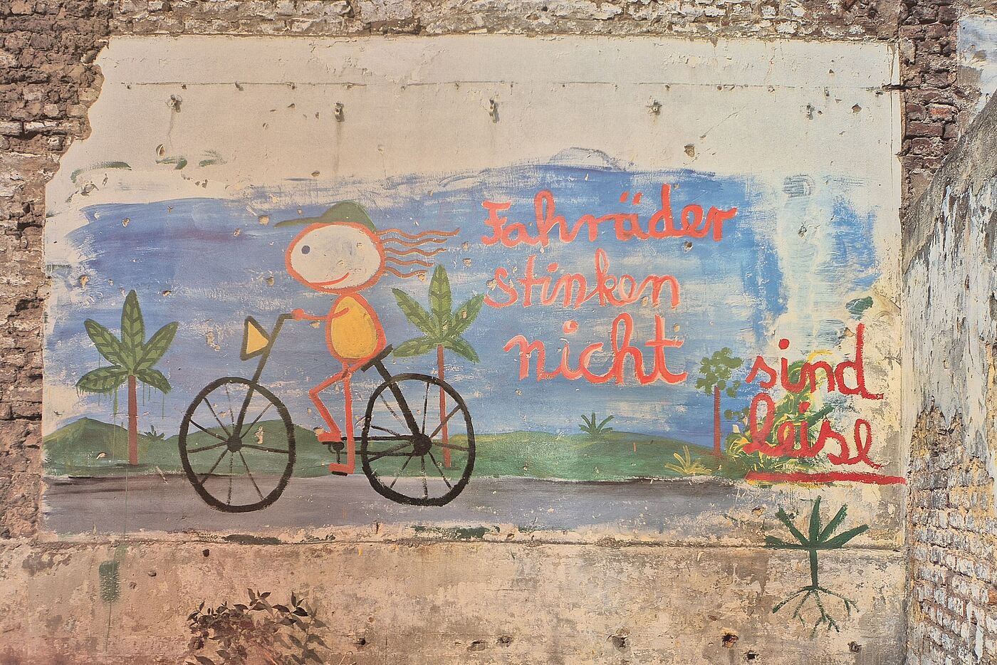 Poster, Fahrräder stinken nicht und sind leise. 